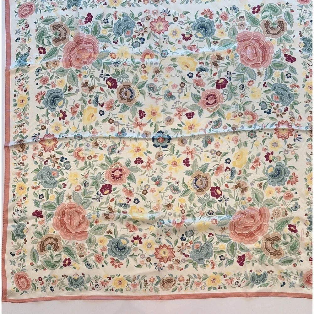 Vintage Smithsonian Institute Floral Silk Scarf 31